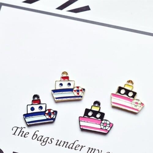 MRHUANG 10pcs/lot Lovely 16*17mm Ship Life buoy Enamel Charms For Braclets Earring DIY Craft Jewelry finding
