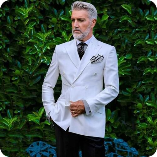 Men White Suits Groomsmen Wedding Tuxedo Business Men Blazer Groomsmen Outfit 2Piece Slim Fit Terno Masculino Costume Homme