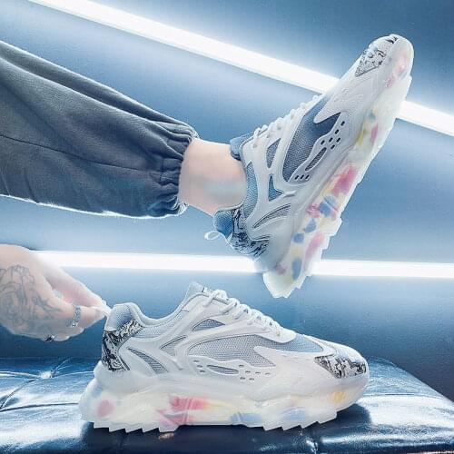 Mens Sneakers Fashion Casual Walking Shoes Flying Weave Sports Shoes Comfortable Jelly Bottom Running Shoes Men Athletic Shoes