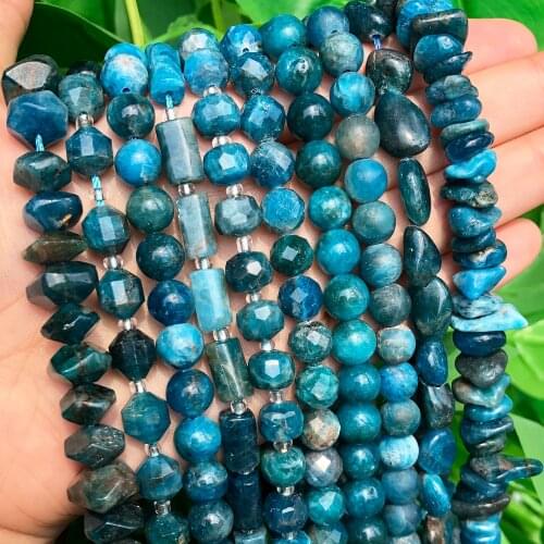 Natural Stone Blue Apatite Gem Beads Round Irregular Faceted Rondelle Loose Beads For Jewelry Making Diy Bracelets Accessories