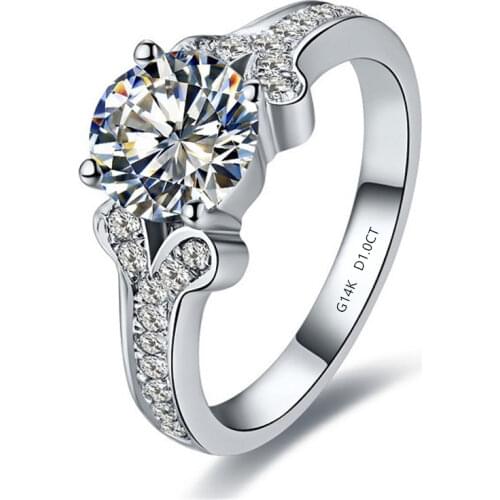 1Carat Solid 585 Gold Round Stunning Reassuring Lovely Diamond Wedding Ring For Women Diamond Gold Jewelry