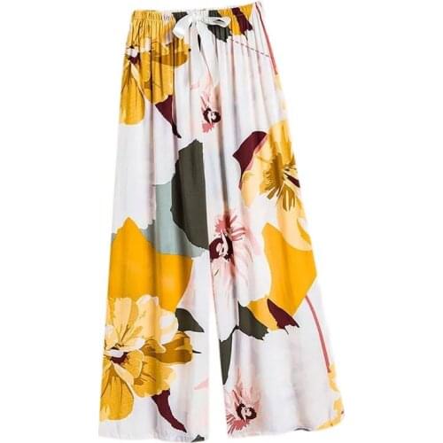 1311-k16Spring Summer Sleep Wear Women Pajama Printed Loose Sleeping Bottoms Cotton Pants Female Calf-Length Pants Lounge Home W