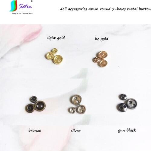 Wholesale Price 100pcs 2-hole Doll Hat Shoe Bag Coat Shirt Diy Sew Crafts Round 4mm Gun Black,Bronze,Gold Silver button
