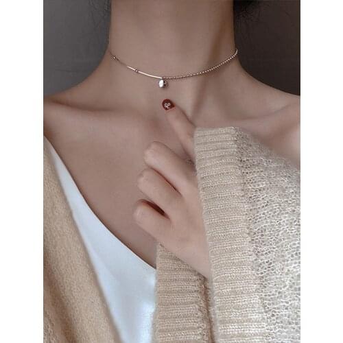 925 sterling silver lucky peas alphabet necklace with simple clavicle chain temperament wild necklace for women