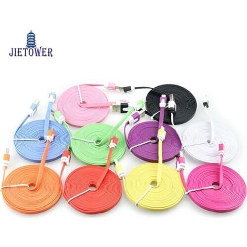 300pcs/lot Flat noodle charge charging Cable 8pin for iphone 6 7 8 x xs iphone7 1m 2m 3m