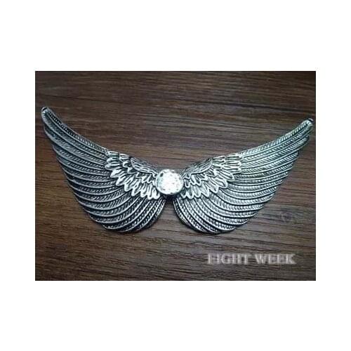 Zinc alloy pendant jewelry accessories diy handmade material charms ancient silver double hole big wings 40*210mm