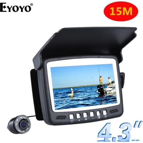 Eyoyo Underwater Fishing Video Camera 4.3"Color HD Monitor 8pcs Infrared LED 15m Professional Fish Finder Ice Fishing Camera