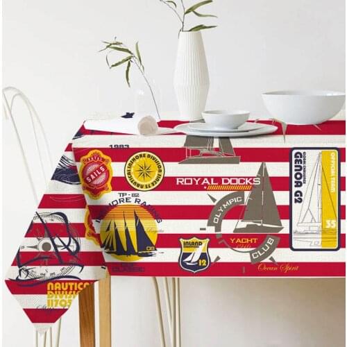 Red and rainbow striped pattern rectangle Tablecloth picnic mat table cover linen decoration home desk restaurant party