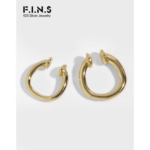 F.I.N.S 1 Piece Authentic S925 Sterling Silver Ear Bone Clip Pieced Stackable Horseshoe Geometric Catilage Earrings Fine Jewelry