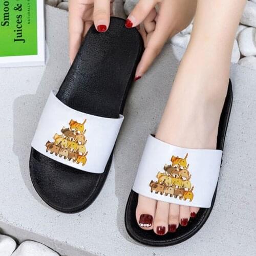 2021 Women Shoes Summer Cartoon Graphics Print Anti-Slip Slides Bathroom Indoor Home Slippers Thick Beach sandals Ladies Shoes