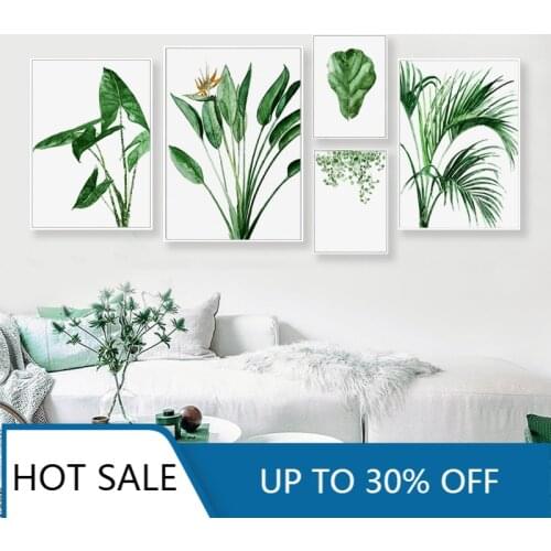 Modern Scandinavian Alocasia Leaves Green Plants Nordic Wall Art Canvas Painting Poster Prints Wall Decor Aesthetic Home Decor