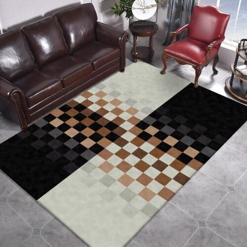 Modern Simple Black/white 3D Printing Carpet Nordic Geometric Pattern Splice Carpets For Living Area Room Rug/Floor Bedroom Mats