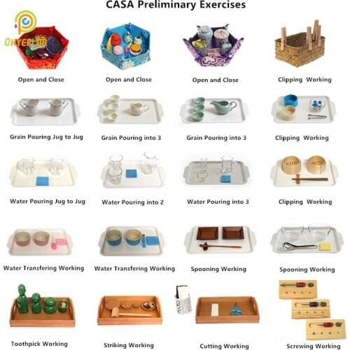 Montessori Materials W/O Tray Preliminary Exercises Preschool Early Educational Toys Hand-eye Coordination Training Equipment