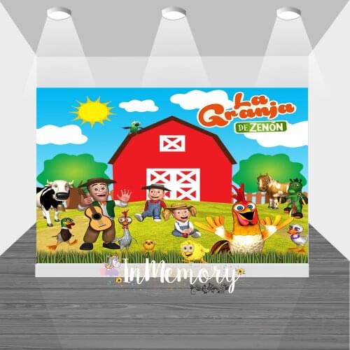 Custom Green Grass Farm Photo Background Photo Booth Vinyl la granja de zenon Photo Studio Kids 1st Birthday Backdrop Banner
