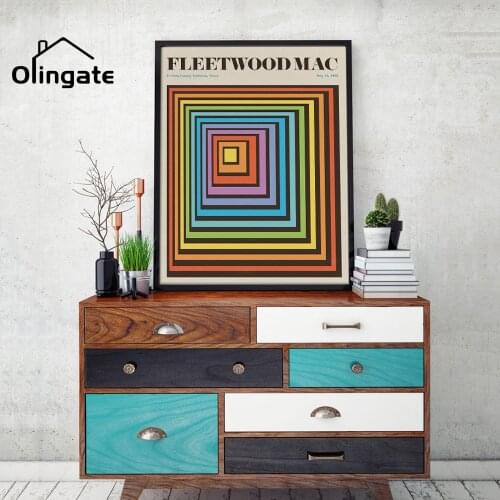 Vintage Colorful Canvas Painting No Frame Retro Band Wall Pictures Fleetwood Mac Poster One Piece for Living Room Home Decoratio