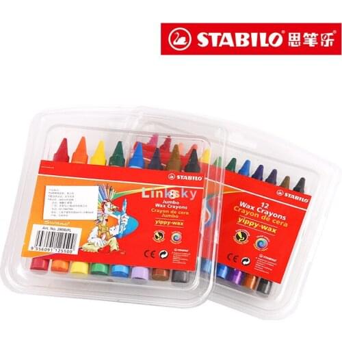 Stabilo Swano 8/12 Jumbo Wax Crayons Yippy-wax,Crayon de cera,Easy coloring Vivid colors,Childrens crayon graffiti