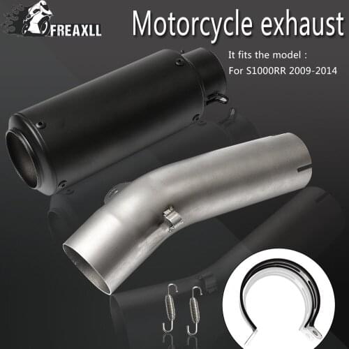 61MM Exhaust Muffler and Link Pipe Motorcycle Carbon Fiber Exhaust Pipe Muffler Escape For BMW S1000RR 2009 2010 2011 2012-2014