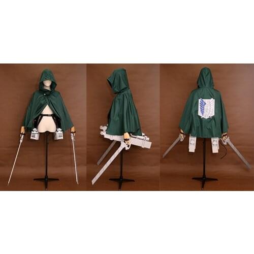 Japanese Hoodie Weapon Attack on Titan Cloak Shingeki no Kyojin Scouting Legion Cosplay Costume Anime Green Cape Prop