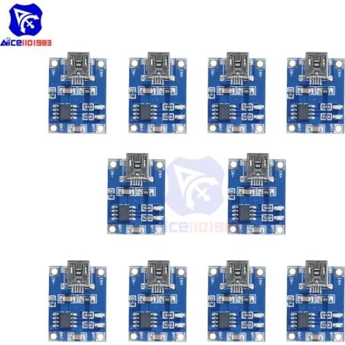 Diymore 10PCS/Lot TC4056A Battery Charger Board Mini USB 5V 1A 18650 Lithium Battery Charger Module with LED Indicator 4.5 -5.5V