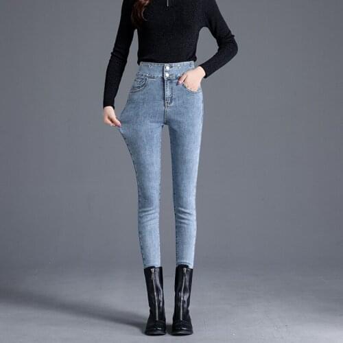 Pants Women Fashion Vintage Women Clothing Fashion High Waist Pants Korean Elasticity Denim Trousers Plus Size Pants