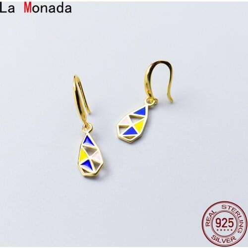 La Monada Silver Earrings Woman Dangle Colorful Ear Piercing 925 Sterling Silver Geometry Earrings Women Short Drop Earrings