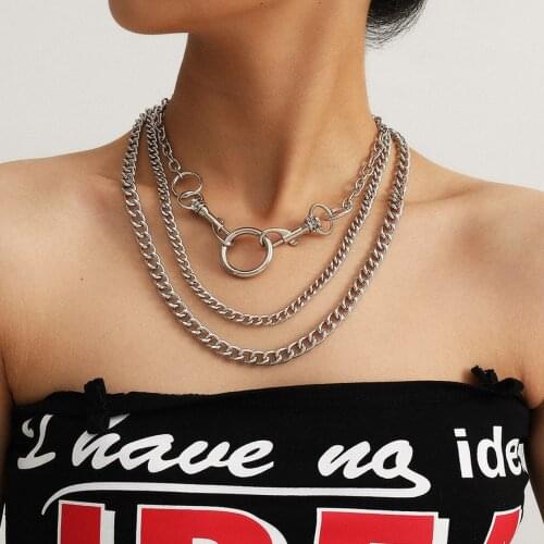 Punk Miami Cuban Choker Necklace Hip Hop Jewelry New Trendy Iron Thick Chain Circle Necklace Women Neck Accessories