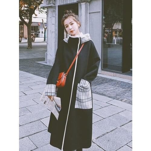 Woolen coat womens mid-length 2020 autumn and winter new Korean style loose popular college style thick woolen coat trend