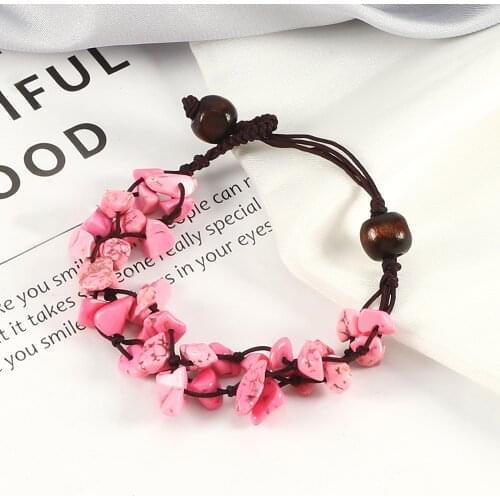 10 Color Natural Crushed Stone Bracelet Colorful Bohemia Travel Bracelets Hand-made Weave For Women Bangles Friends Jewelry Gift