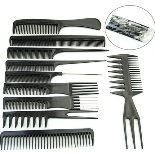 10pcs Black Pro Salon Hair Cut Styling Hairdressing Barbers Combs Brush Set with Case Hair Care & Styling Accessories