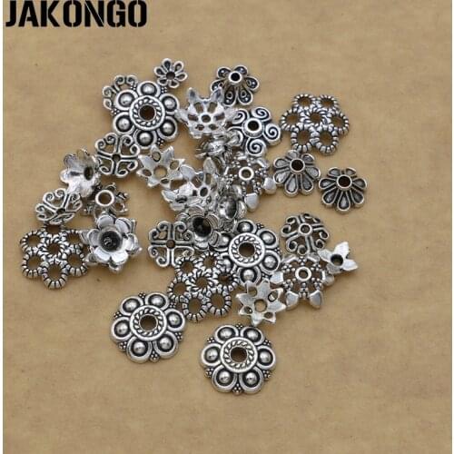 150PCS Mix Antique Silver Color Flower Bead Caps for Jewelry Making Earrings Bracelet Necklace Accessories Findings DIY
