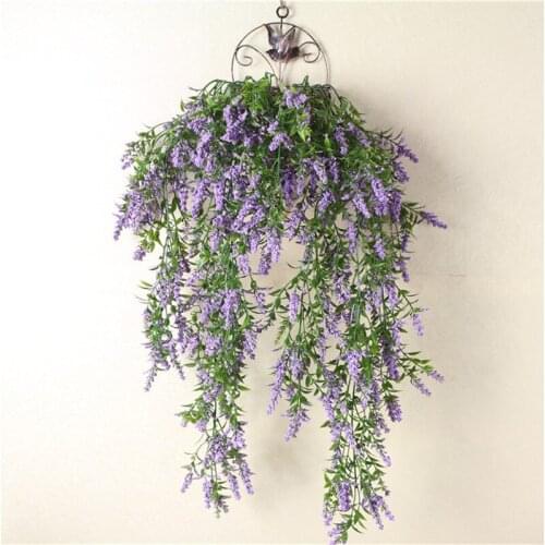 2X artificial Lavender wall hanging Ivy corolla hanging home garden hanging basket plants Foliage decoration on the wall