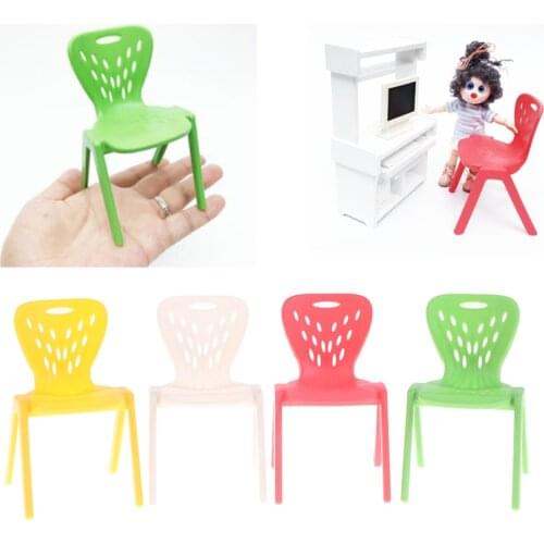 2Pcs Candy Color 1:12 Dollhouse Miniature Plastic Stool Chair Peacock Chair For Doll House Kids Gift