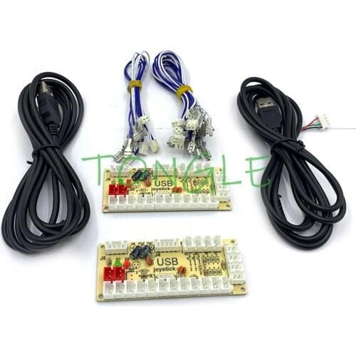 2PCS USB Zero Delay Encoder Circuit Board Diy Kit Led Push Button Joystick 2.8mm 4.8mm 5Pin Cable Arcade DIY Projects