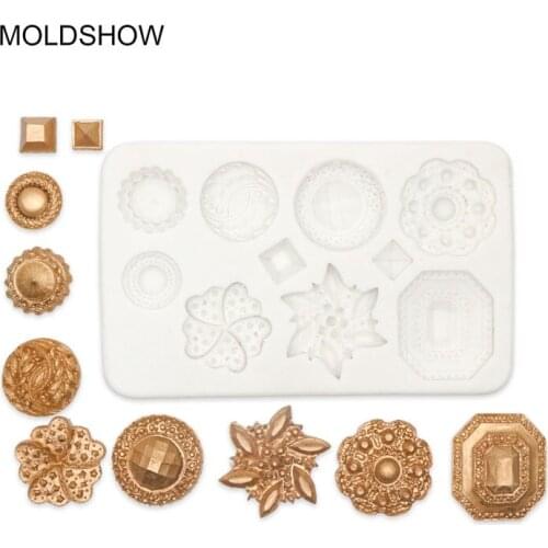 3D Vintage Brooch、Gemstone Jewelry Shape Cake Mold DIY Sugar Paste Fondant Chocolate Candy Cake Decorating Home Baking Tools