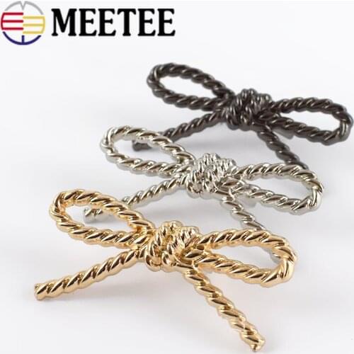 4/10pcs Meetee 6*2.5cm Metal Hardware Buckles Bow-knot Clip for Shoes Bags Jewelry Decoration Buttons Handbag Parts Accessories
