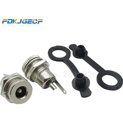 5pce/LOT DC099 5.5 mm x 2.1mm DC Power Jack Socket Female Panel Mount Connector Metal DC-099 Open Hole 11MM 5.5*2.1 5.5*2.5