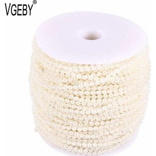 50M/Roll 3mm Fishing Line Pearls String Beads Chain for DIY Wedding Party Decoration Party Craft Square Imitation Pearl