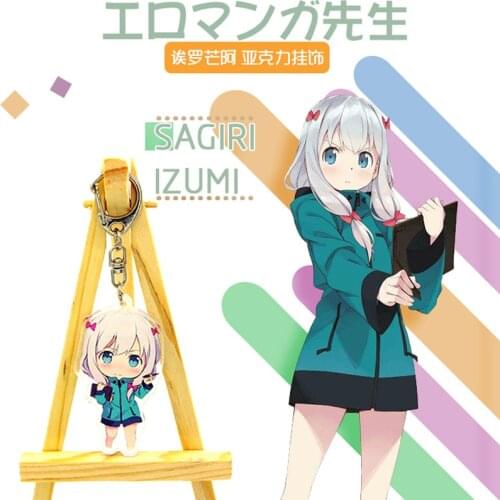 6cm Anime Keychain EROMANGA SENSEI Izumi Sagiri Yamada Elf Knatai REZero kinds of keychain Doubleside Print Keychain Keyrings
