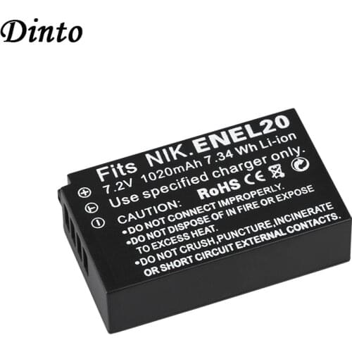 Dinto 1020mAh EN-EL20 ENEL20 Rechargeable Digital Camera Battery for Nikon Coolpix A, AW1, J1, J2, J3, S1, V1, V2, V3 EN EL20