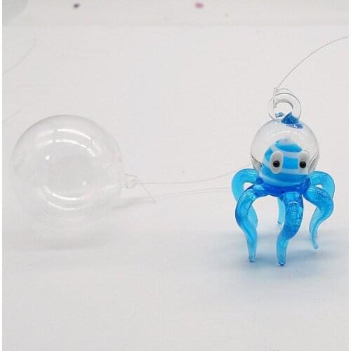 Aquarium handmade Floating Glass Bubble octopus miniature figurine Fish Tank Landscape Ornament Decoration marine animal Pendant