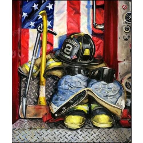 5D Diy Diamond Painting Firefighter Fireman Uniform Full Square Drill Rhinestone Mosaic Cross Stitch Crystal Diamond Embroidery