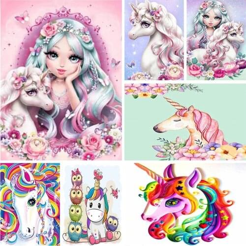 5D DIY Unicorn Diamond Painting Full Round Drill Cartoon Magic Unicorn Rhinestones Cross Stitch Mosaic Home Decor Kids Gift