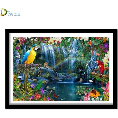 Diy Diamond Painting 5D Full Drill Natural Scenery Rainbow Falls Embroidery Birds Cross Stitch Home Decor Handicraft Art Gift