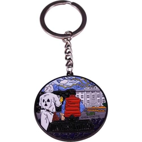 Back To The Future Doc and Marty Keyring Enamel Metal Keychain