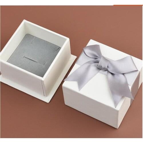 Cream-coloured Velvet Box With Bowknot Ring Earring Storage Box Accessories Cases