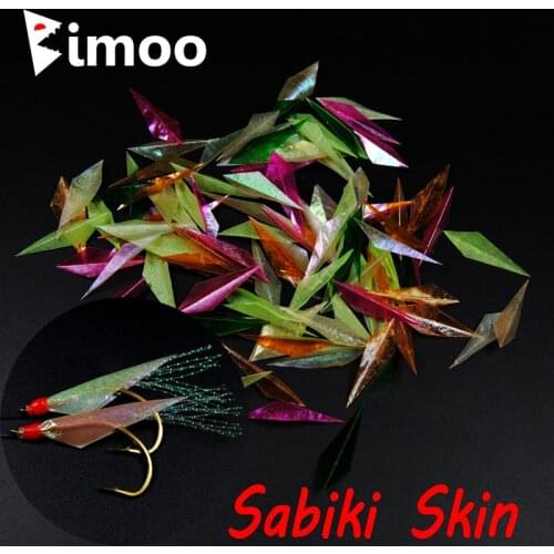 Bimoo 50pcs/bag Pre-cut Sabiki Fish Skin Plastic Wings Shinning Color Mixed for Bait Rig Making Material