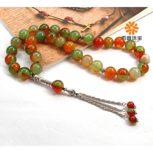 Handmade Natural Colorful Stone bead Islamic musilm 33 prayer beads tashih Rosary beads for gift by free shipping;100% Original