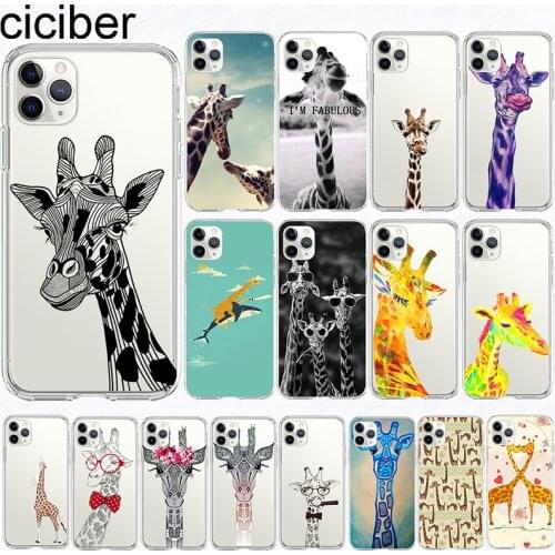 Ciciber phone Case For iPhone 11 Case Cover for Iphone XR 11 Pro XS Max 7 X 8 6 6S Plus 5S SE 2020 Funny Giraffe Silicone Coque