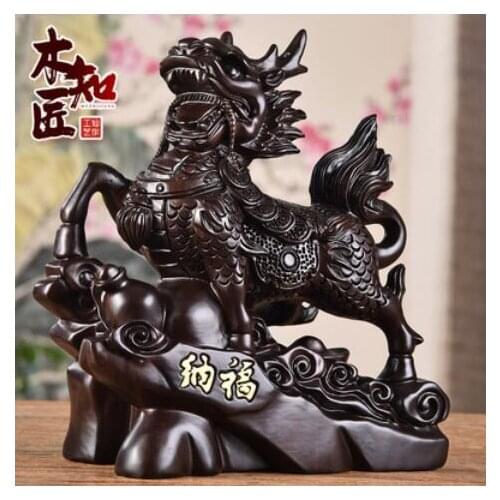 Black sandalwood carve kirin places curtilage lucky money changes real annatto live in geomantic kirin office living room home