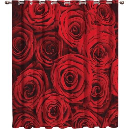 Red Rose Romatic Window Treatments Curtains Valance Curtain Lights Living Room Decor Bedroom Indoor Drapes Kids Party Decor